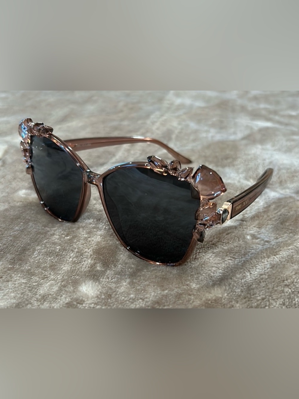 Jimmy Choo Rose-Tone Crystal Floral Butterfly Sunglasses - Picture 5 of 6
